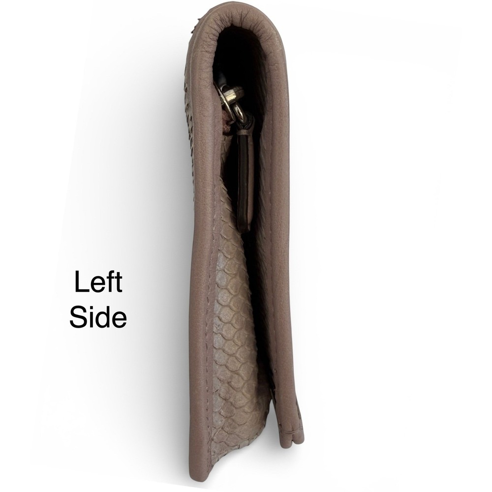 Coach Blush Python Embossed Leather Fold Over Clu… - image 3